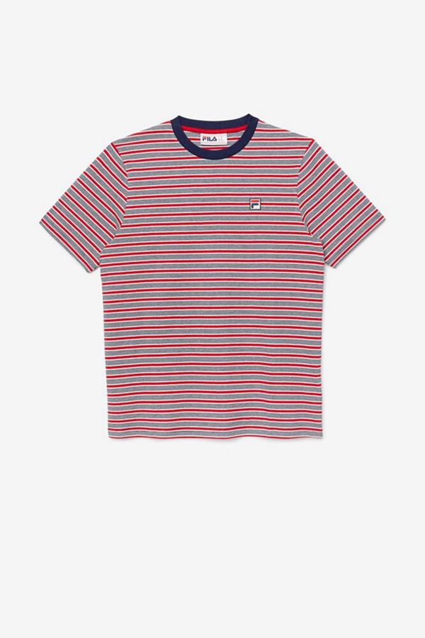 Fila Tux Red Striped Men's Tee - Navy,NZ 261-26483